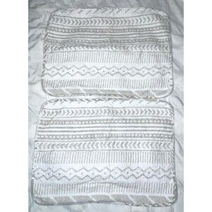 Lush Decor Quilted Cotton Pillow Sham Set Taupe White Boho Tribal geo Standard